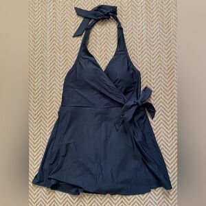 NWOT J.Crew Halter Wrap Swim Dress Black Size 8